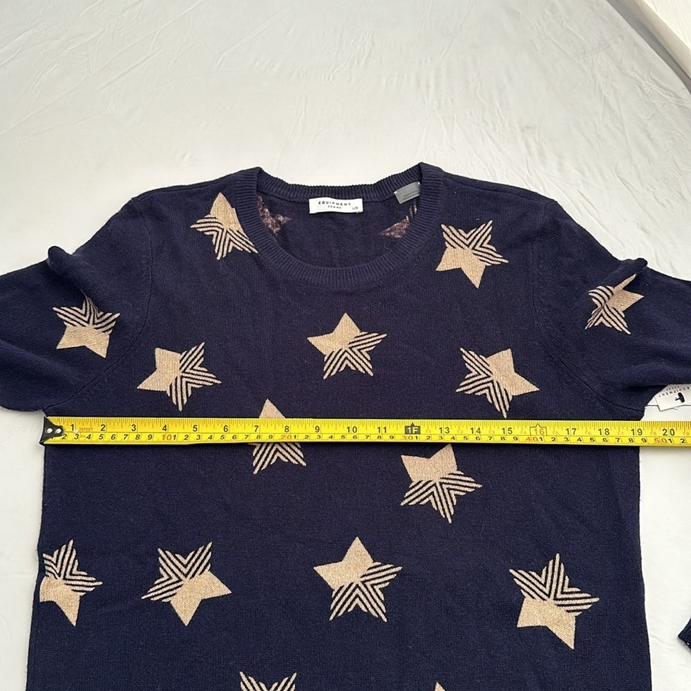 Equipment Shane crew neck Peacoat navy blue and ivory cashmere sweater - Picture 7 of 9